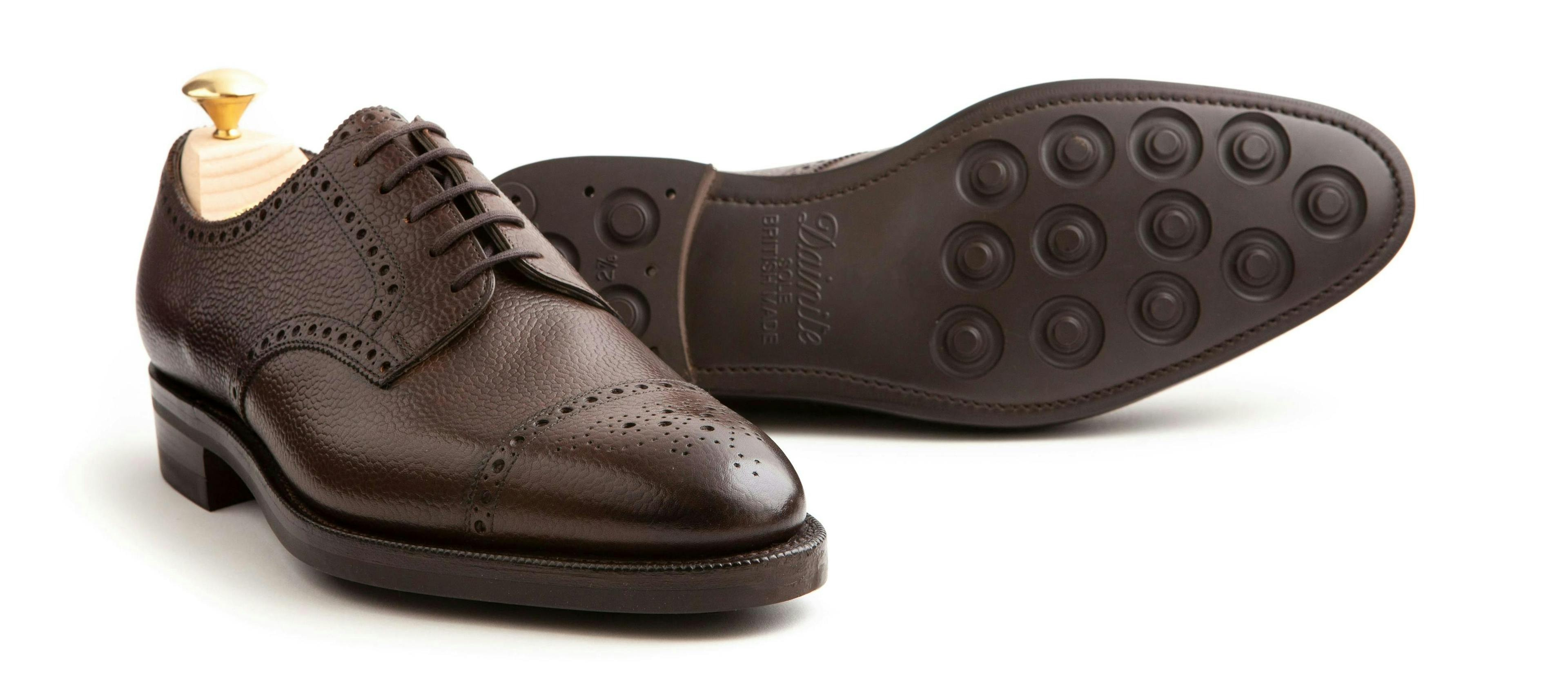 An Edward Green Cardiff in walnut country calf, with a view of its Dainite soles.