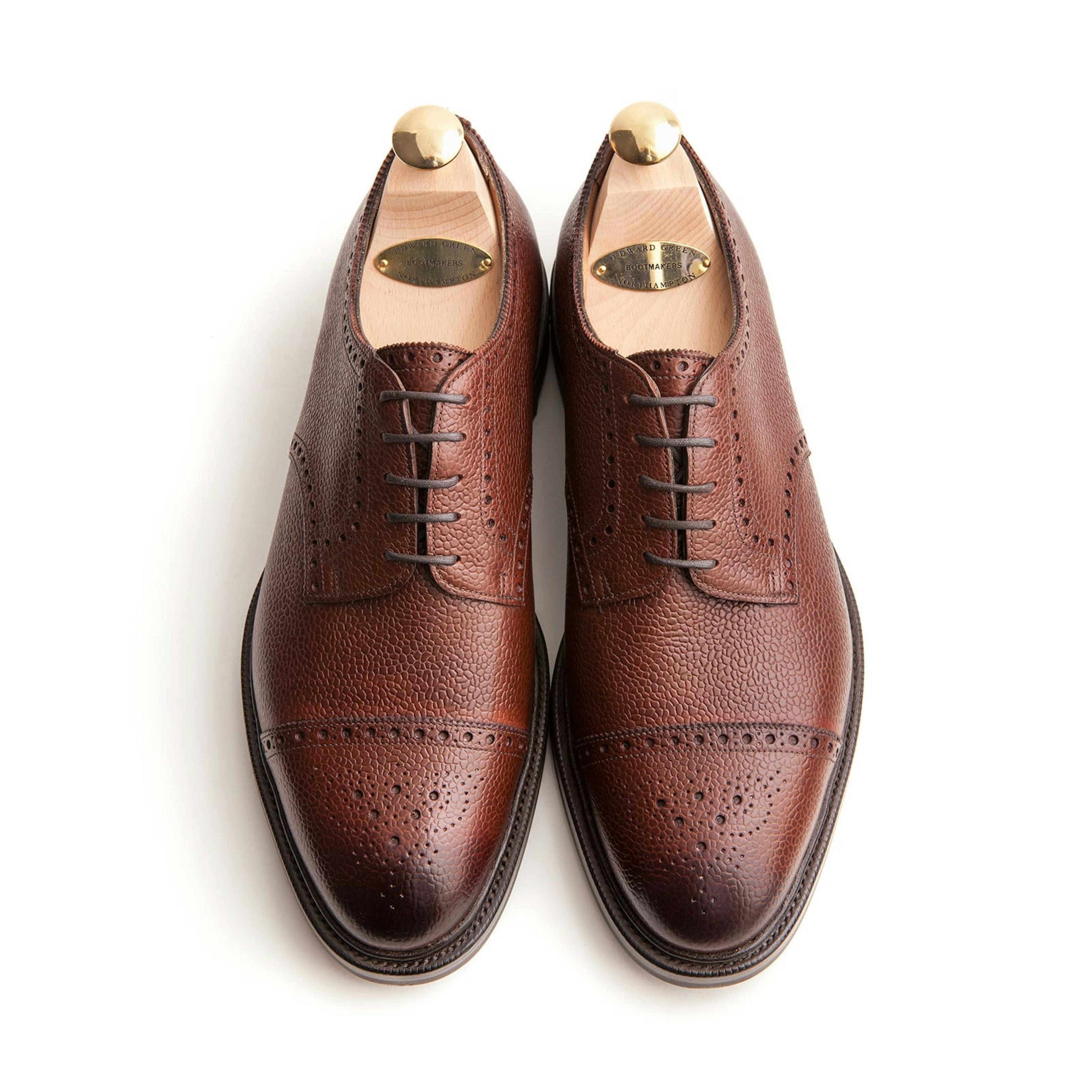 Top view of an Edward Green Cardiff in mahogany country calf.