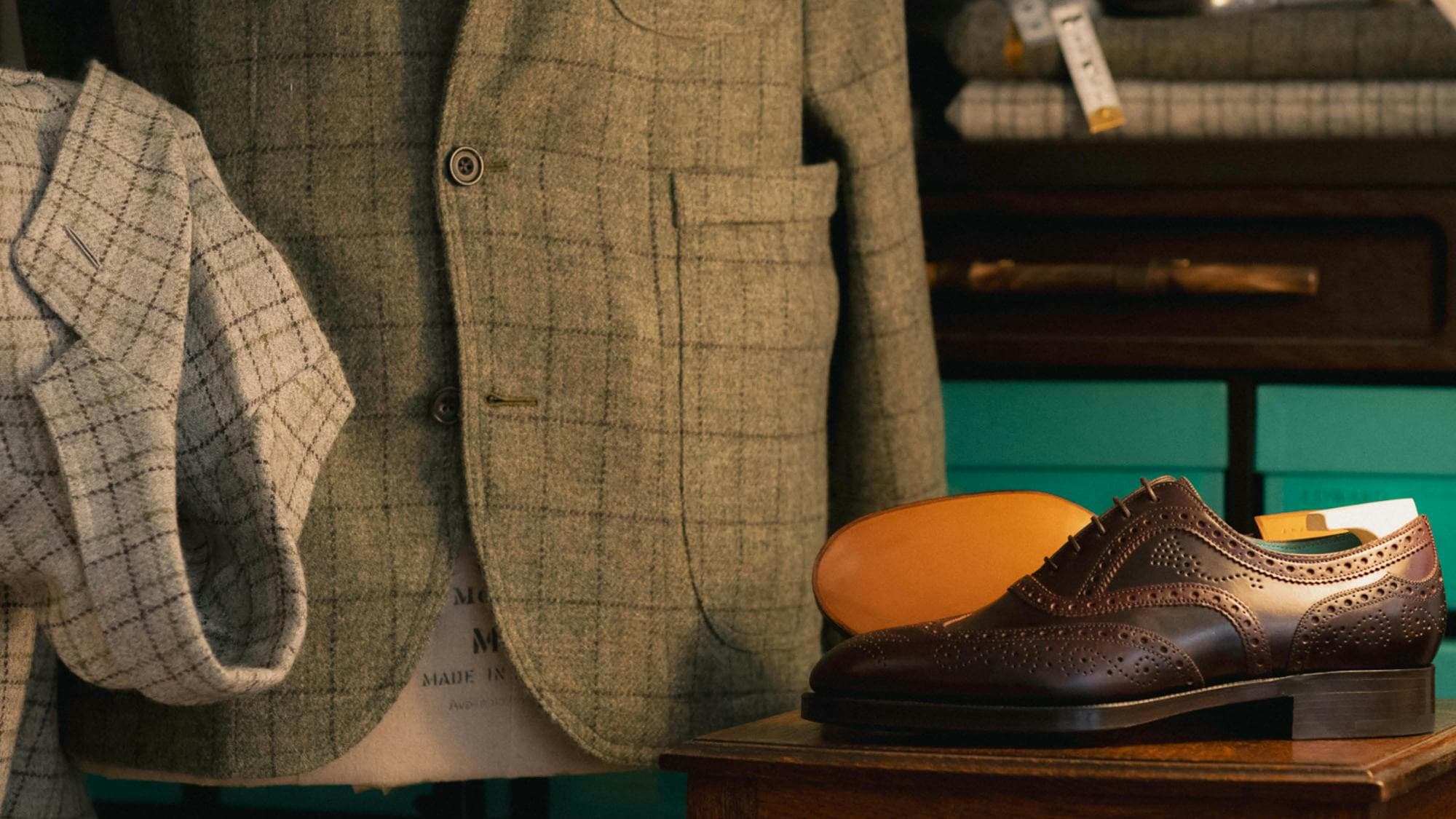 A sportcoat made by Taillour and a pair of Edward Green shoes.