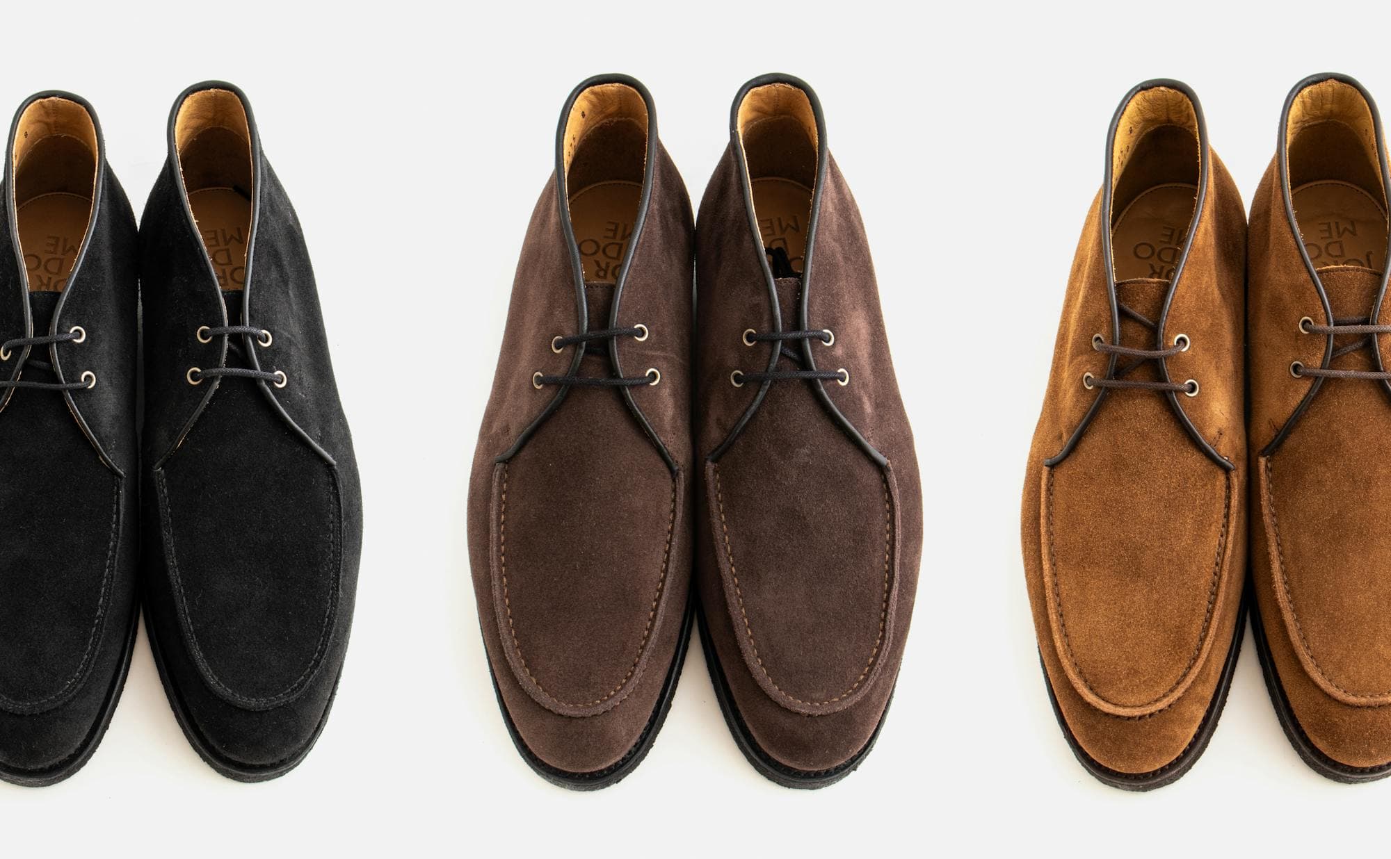 Three pairs of Majordome M69 Apron Chukkas.