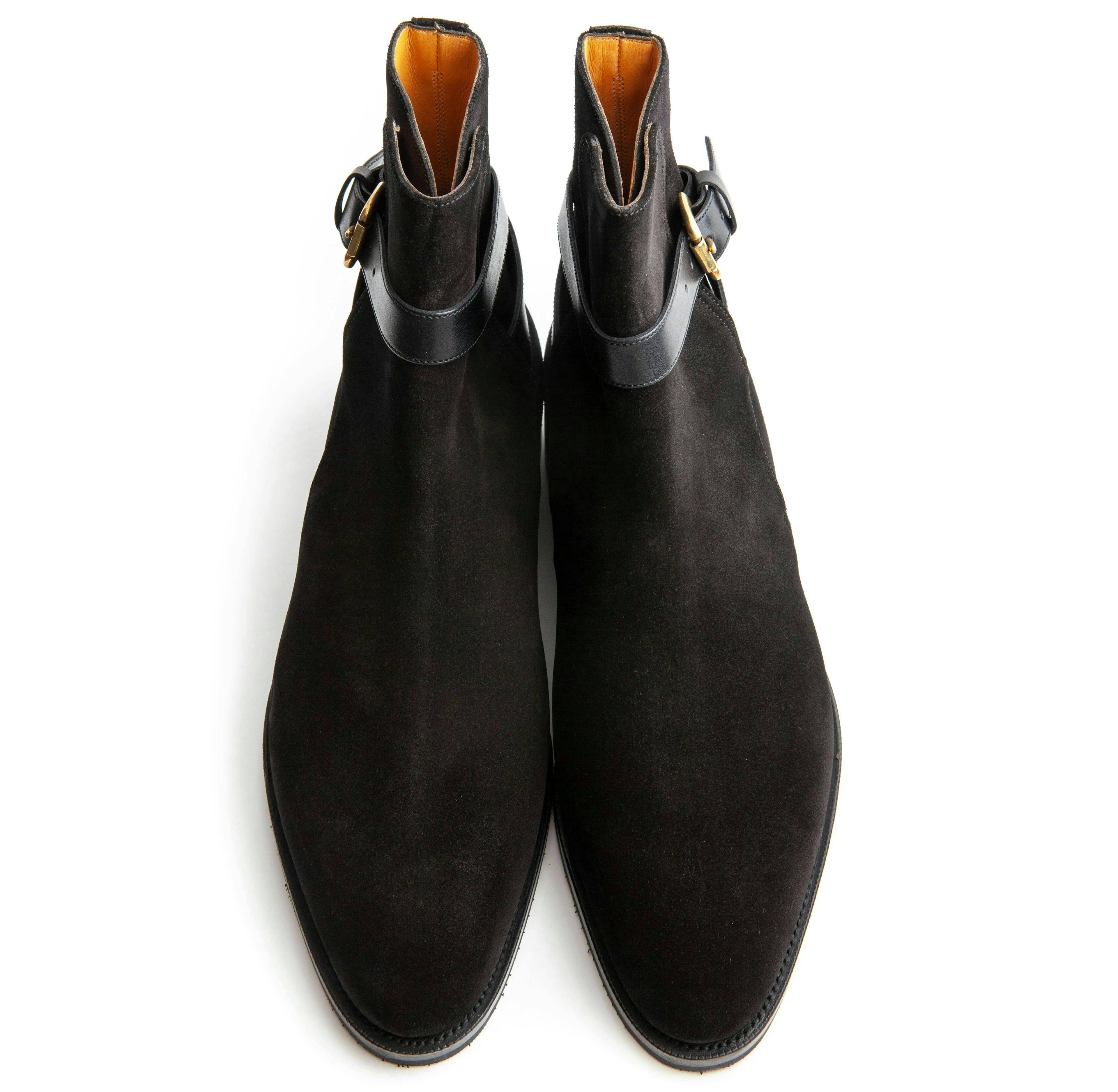 Top view of an Edward Green Gresham in black suede