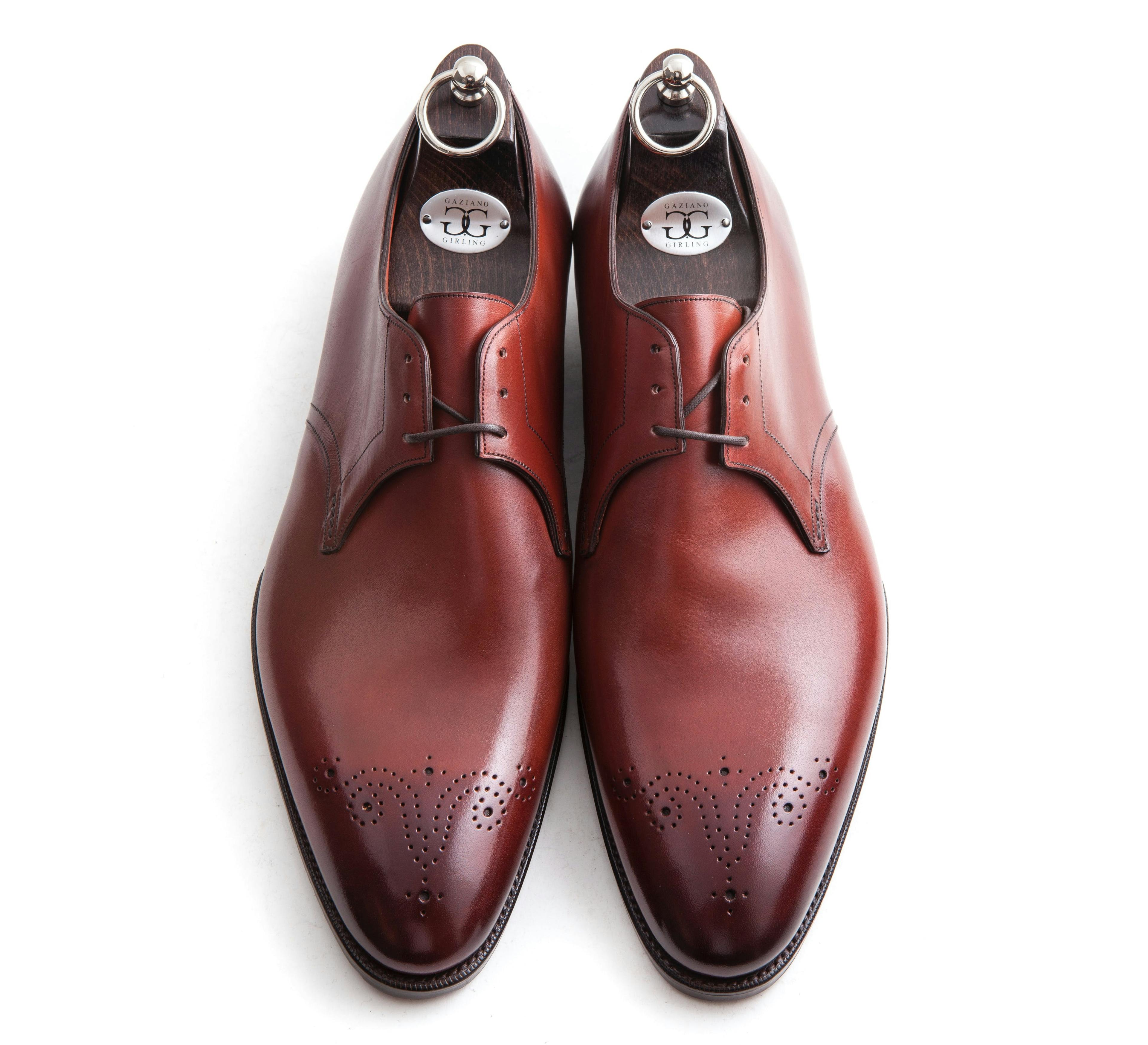 Top view of a Gaziano & Girling Fairmont in vintage cherry calf.