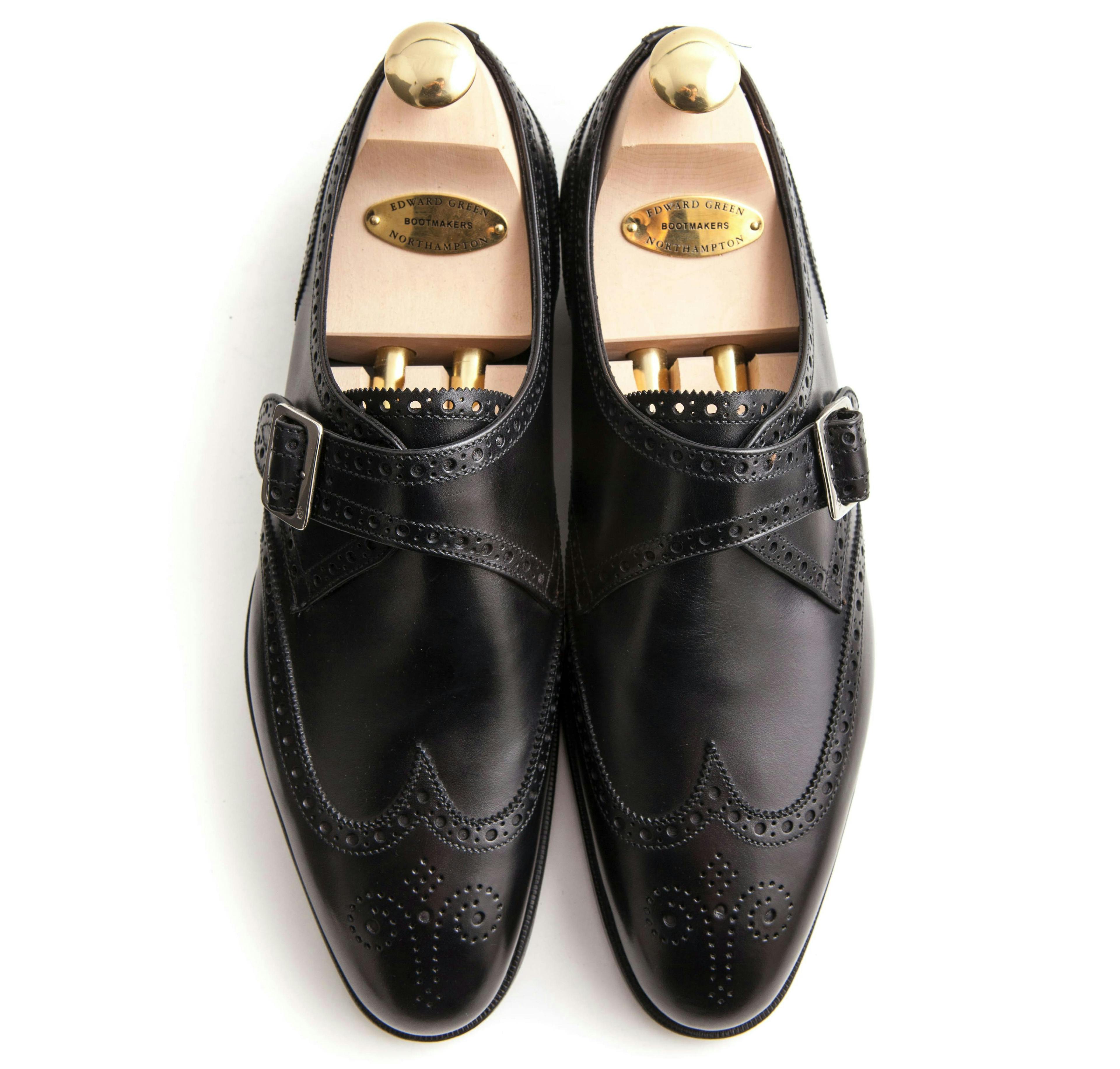 Top view of an Edward Green Hove in black calfskin.