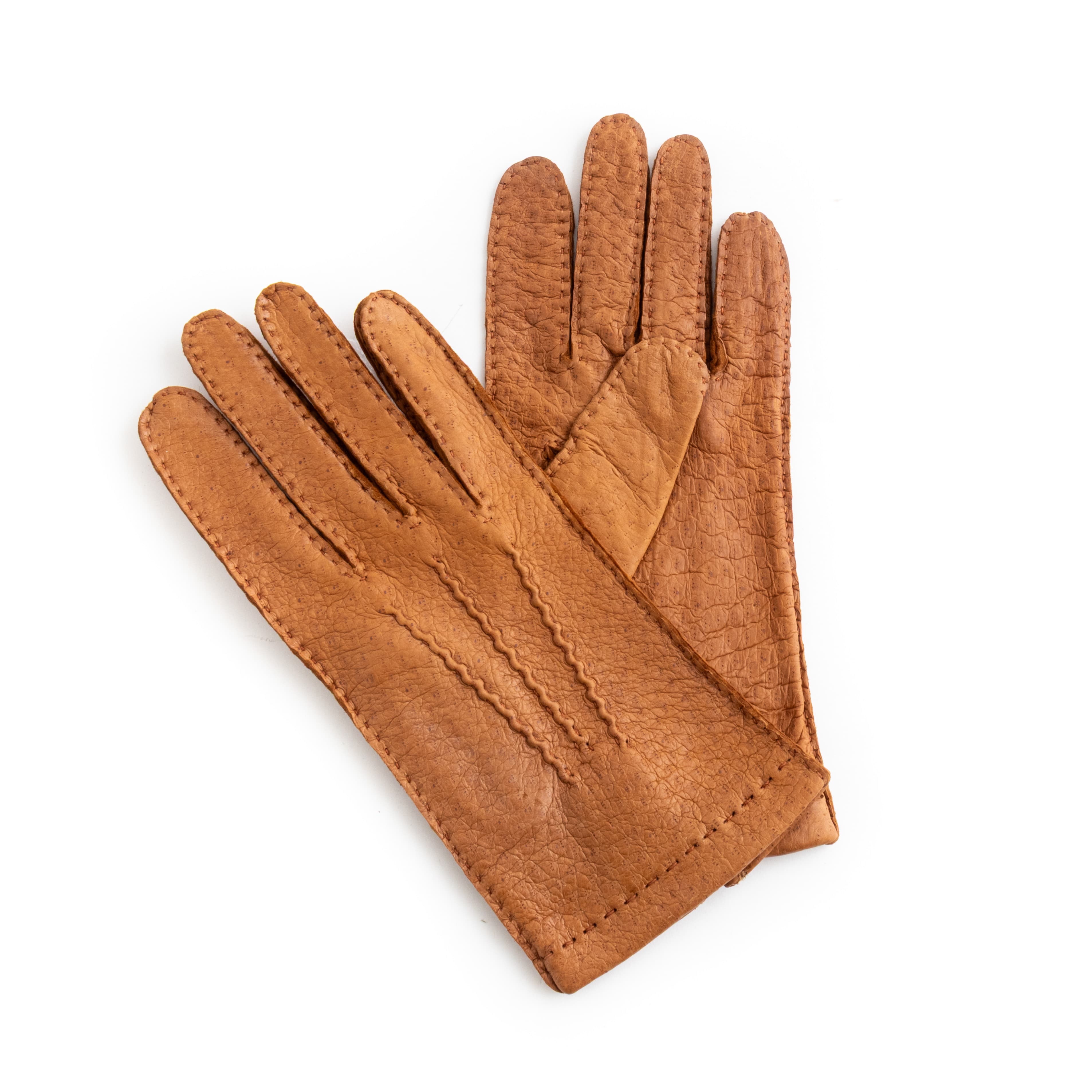 Thomas Riemer Peccary Gloves – Cognac – Unlined